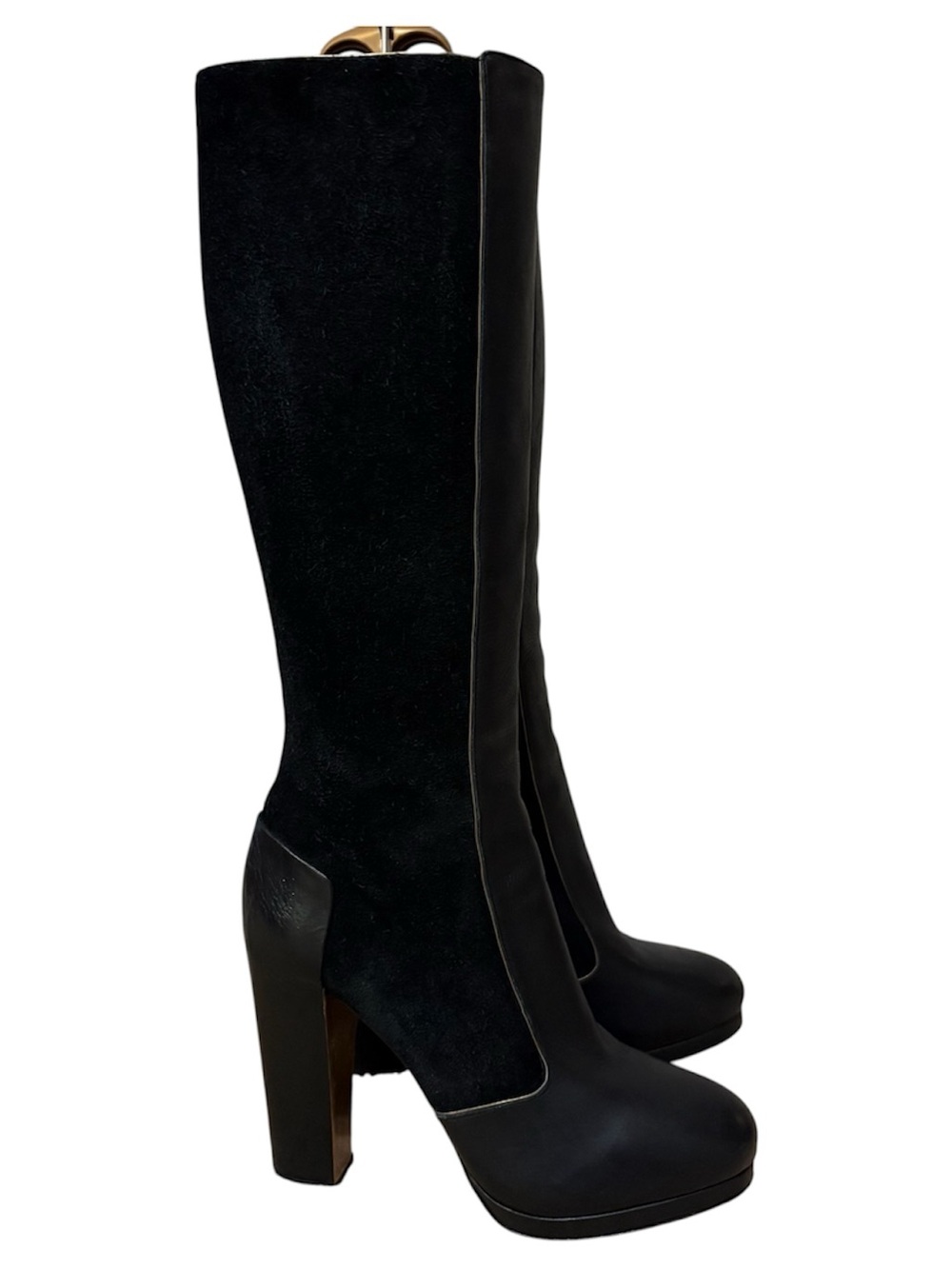 BCBGMAXAZRIA Charlotte Knee High Boots Black Leather Suede Size 9M